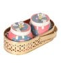 White Cow Print Jars WIth basket Set of 2