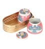 White Cow Print Jars WIth basket Set of 2