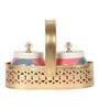White Cow Print Jars WIth basket Set of 2
