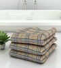 White Patterned 210 GSM Cotton Bath Towels (Set of 3)