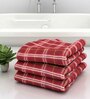 White Patterned 210 GSM Cotton Bath Towels (Set of 3)