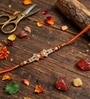 White Diamond Pearl Stone Rakhi With Soft Thread