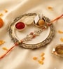 White Diamond Pearl Stone Rakhi With Soft Thread