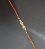 White Diamond Pearl Stone Rakhi With Soft Thread