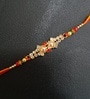 White Diamond Pearl Stone Rakhi With Soft Thread