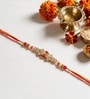 White Diamond Pearl Stone Rakhi With Soft Thread