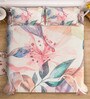 White Digital Floral Printed Cotton Blend Double Bedsheet with 2 Pillow Covers
