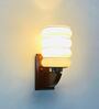 White E27 holder Wood & Glass Uplight Wall Scone