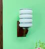 White E27 holder Wood & Glass Uplight Wall Scone