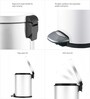 Eko 3 ltrs Round Pedal Dustbin Fingerprint Resistant White Stainless Steel Trash Can With Lid