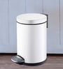 Eko 3 ltrs Round Pedal Dustbin Fingerprint Resistant White Stainless Steel Trash Can With Lid