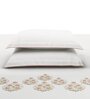 White Embroidered 210 TC Cotton King Sized Bedsheet with 2 Pillow Covers