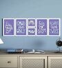 White & Purple Engineered Wood (Set of 6) Art Prints
