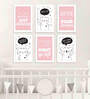 White & Pink Engineered Wood (Set of 6) Art Panels