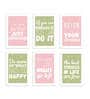 Pink & Green Engineered Wood (Set of 6) Art Prints