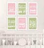 Pink & Green Engineered Wood (Set of 6) Art Prints