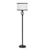 White Fabric Shade Floor Lamp with Black Base