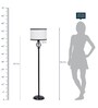 White Fabric Shade Floor Lamp with Black Base