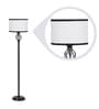 White Fabric Shade Floor Lamp with Black Base