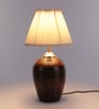 Droplet White Fabric Shade Night Lamp With Teracotta Base
