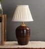 Droplet White Fabric Shade Night Lamp With Teracotta Base