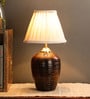 Droplet White Fabric Shade Night Lamp With Teracotta Base