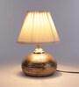 Fauci White Fabric Shade Night Lamp With Teracotta Base
