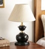 Faraday White Fabric Shade Night Lamp With Metal Base