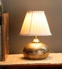 Fauci White Fabric Shade Night Lamp With Teracotta Base