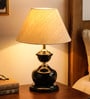 Faraday White Fabric Shade Night Lamp With Metal Base