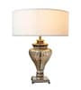 White Fabric Shade Table Lamp with Silver Base