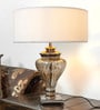 White Fabric Shade Table Lamp with Silver Base