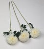 White Fabric Premium Artificial BallMum Flowers Set of 3