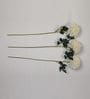 White Fabric Premium Artificial BallMum Flowers Set of 3