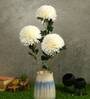 White Fabric Premium Artificial BallMum Flowers Set of 3