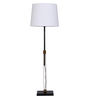 White Fabric Shade Floor Lamp with Bronze Base