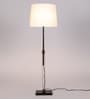 White Fabric Shade Floor Lamp with Bronze Base