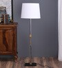 White Fabric Shade Floor Lamp with Bronze Base