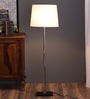 White Fabric Shade Floor Lamp with Bronze Base