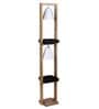 White Fabric Shade Floor Lamp With Brown & Black Base