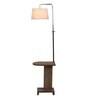 White Fabric Shade Floor Lamp With Brown & Nickel Base