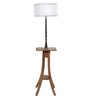 White Fabric Shade Floor Lamp With Brown & Nickel Base