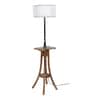 White Fabric Shade Floor Lamp With Brown & Nickel Base