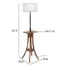 White Fabric Shade Floor Lamp With Brown & Nickel Base