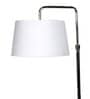 White Fabric Shade Floor Lamp With Brown & Nickel Base
