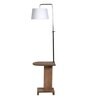 White Fabric Shade Floor Lamp With Brown & Nickel Base