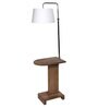 White Fabric Shade Floor Lamp With Brown & Nickel Base