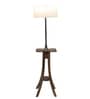White Fabric Shade Floor Lamp With Brown & Nickel Base