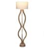 Confined White Fabric Shade Club Floor Lamp With Wood Base