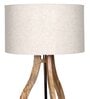 Confined White Fabric Shade Club Floor Lamp With Wood Base